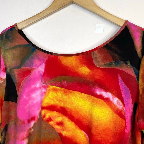 Clara Sunwoo Sun Woo Flowy Abstract Floral Asymmetrical Tunic Top Knit Womens XL - Picture 8 of 10